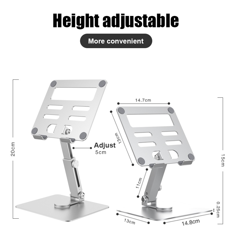 Stand iPad Holder Tablet Aluminium TRIPLEDI TD136 Dudukan Tab Desktop Standing Height Adjustable Folding Rotasi 360 Derajat Lipat POS Meja Kasir