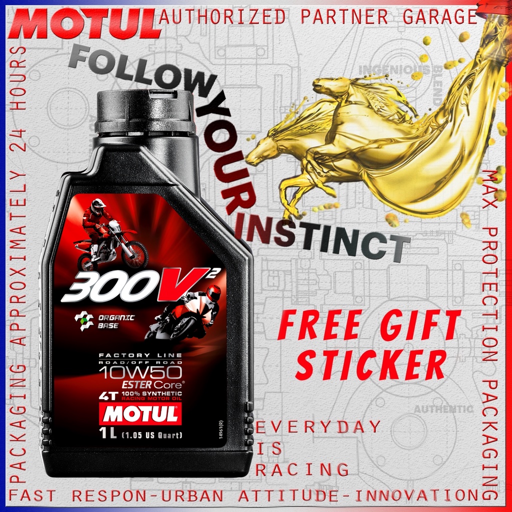 MOTUL 300V2  FACTORY LINE ROAD/ OFF ROAD 1L 10W50 OLI MOTOR IMPORT ORIGINAL MADE IN FRANCE