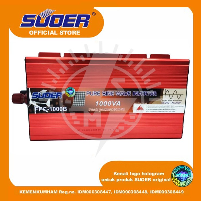 Terlaris Solin Inverter Pure Sine Wave / Sinus Murni 24 Volt 1000 Watt Fpc 1000 Suoer