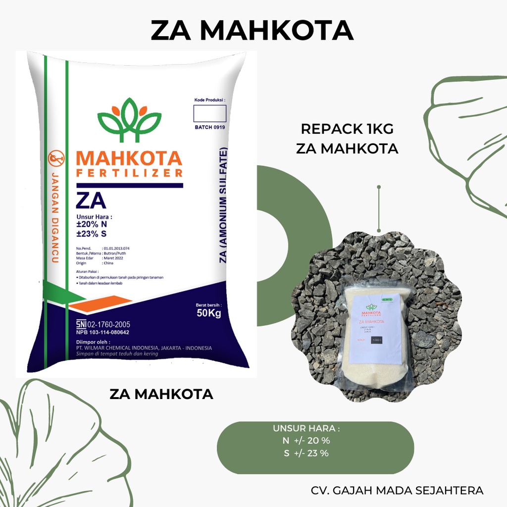 Pupuk ZA MAHKOTA REPACK 1KG ( ZA Ammonium Sulfat)