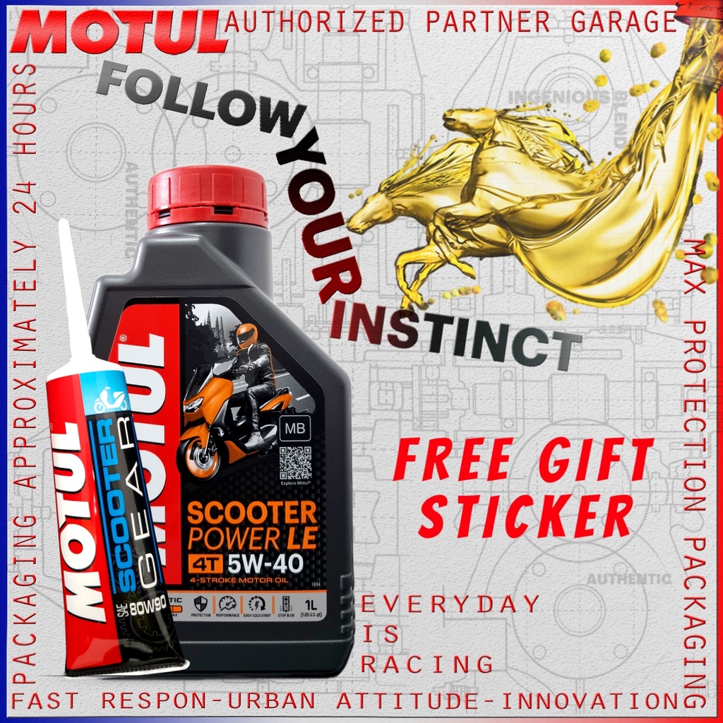 PAKET BUNDLE 1L HEMAT OLI MATIC MOTUL POWER LE 5W40 1000ml dan SCOOTER GEAR 80W90 120ml IMPORT BONUS KANEBO MOTUL / KEYCHAIN GANTUNGAN KUNCI MOTUL