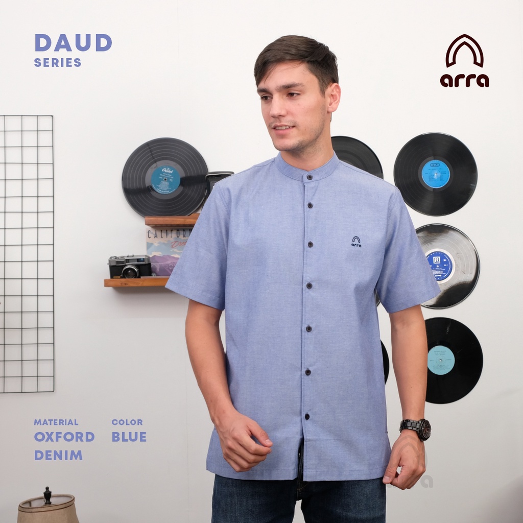 Baju Koko Kurta Fakistan Navy Tangan Pendek Koko Qurta Lengan Pendek Cowok Simple Terbaru Bju Koko L