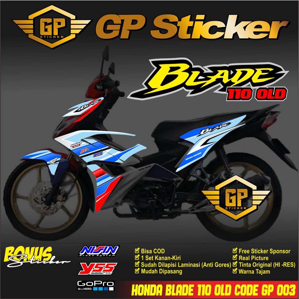 STIKER HONDA BLADE 110 R OLD STRIPING VARIASI CUSTOM KEREN MURAH STICKER STRIPING MOTOR BLADE GP 003