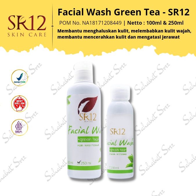 SABUN WAJAH GREEN TEA SR12 BPOM / MENGENCANGKAN WAJAH / FACIAL WASH GREENTEA / JERAWAT &amp; BERMINYAK