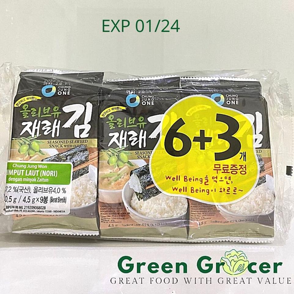 

Kualitas Terbaikk9K4w CHUNG JUNG ONE Seaweed/Nori with Olive Oil (6+3) 4.5GR x9 /Rumput Laut