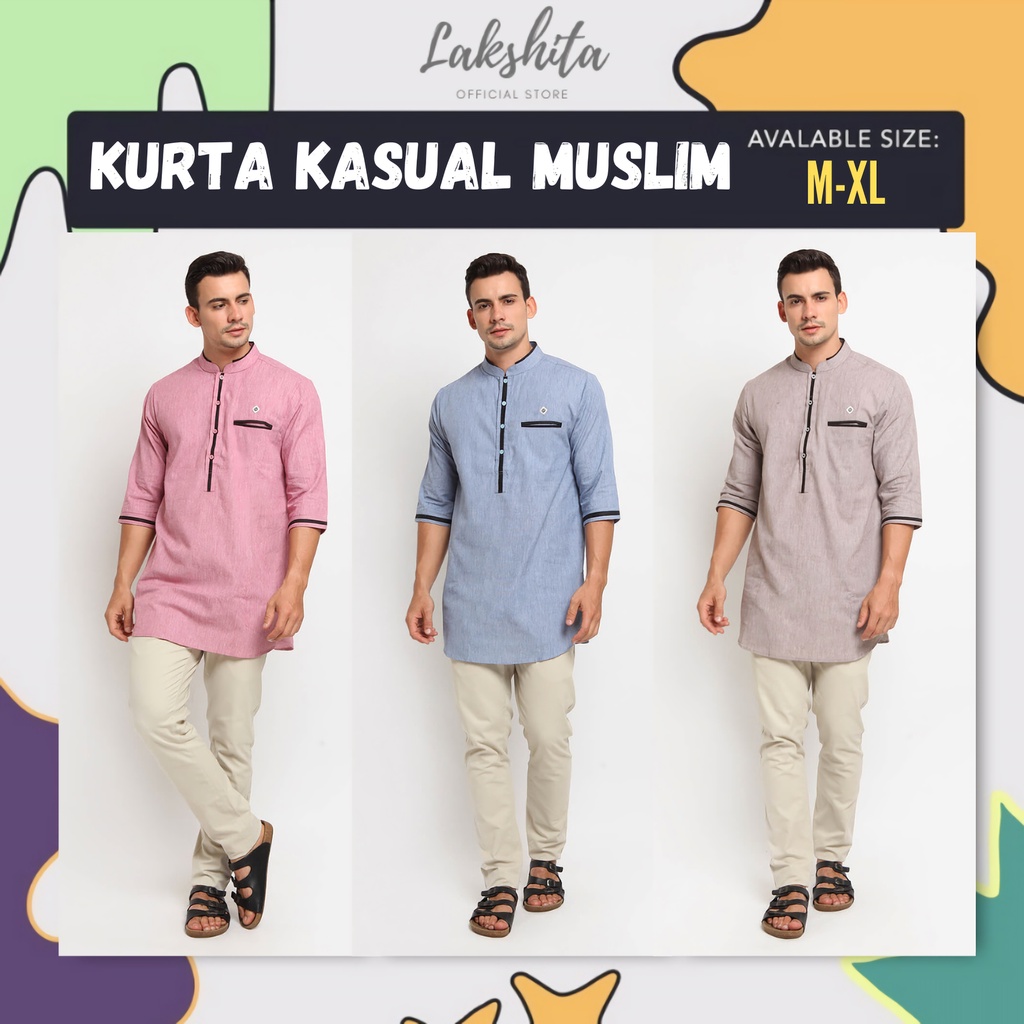 Baju Koko Pria Dewasa Lengan Pendek Terbaru 2024 Bahan Katun Premium Warna Biru Navy Merah Maroon Hi