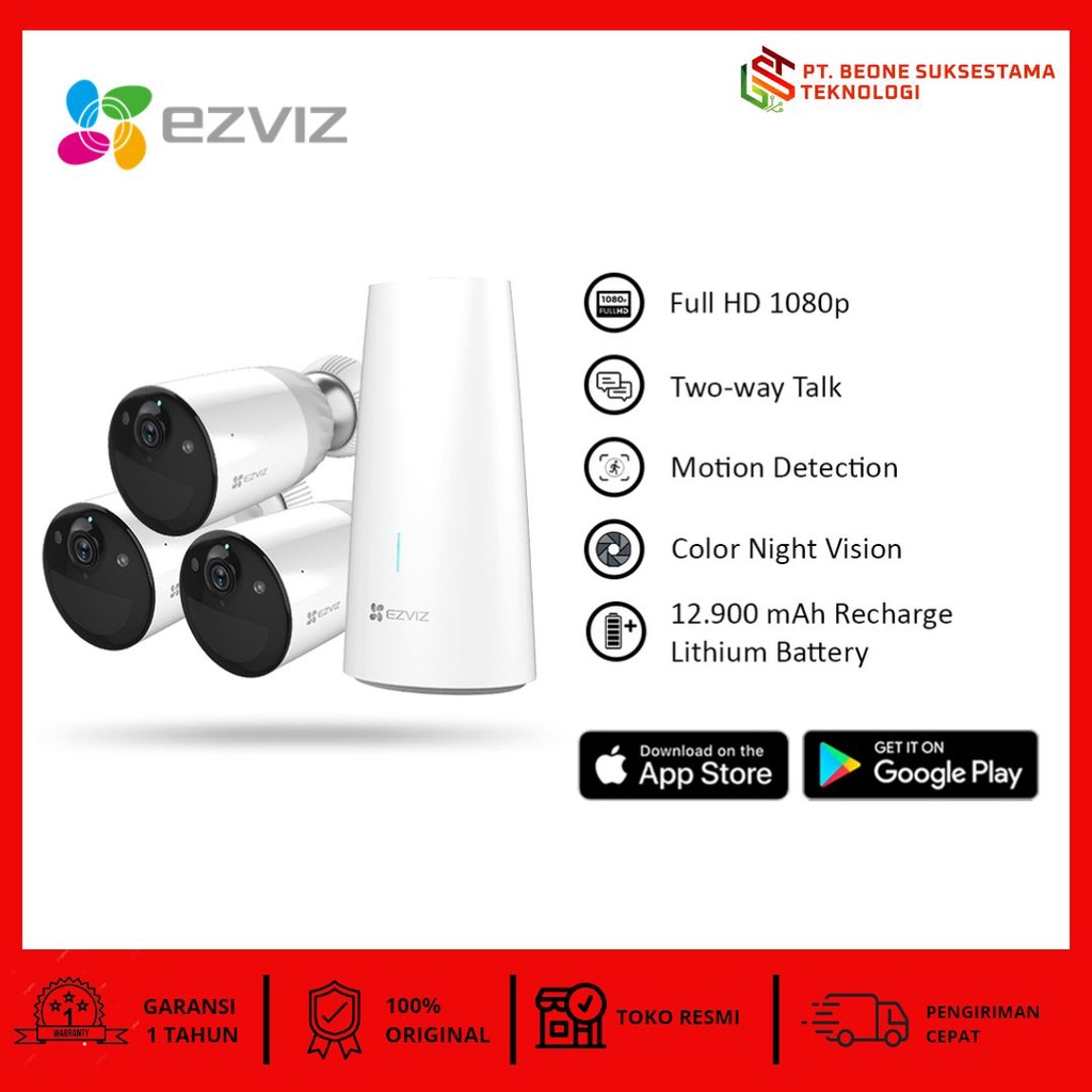 EZVIZ BC1-B3 Smart Home Battery Cam Kit Indoor Outdoor Ip Cam CCTV GARANSI RESMI