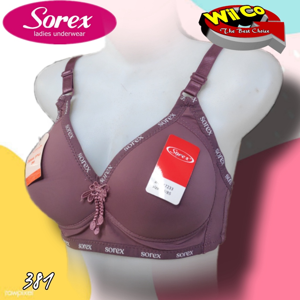 K381 - BRA/BH WANITA SOREX BUSA TANPA KAWAT CUP C SIZE 36C - 42C  TIGA PENGAIT