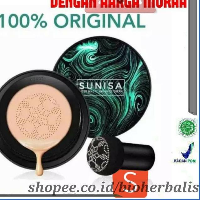 ➹ [ORI] SUNISA MUSHROOM HEAD AIR CUSHION CC/BB Cream ORIGINAL 100% + Kuas Kabuki ♟