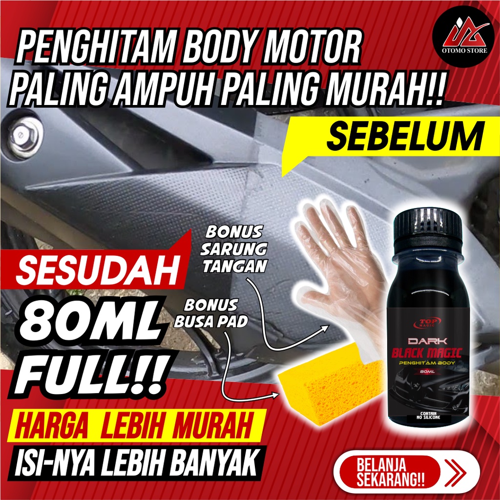 Penghitam Body Motor Permanen Dashboard Bodi Kasar Mobil Knalpot Hitam Doff Top Dark Black Magic 100% Original