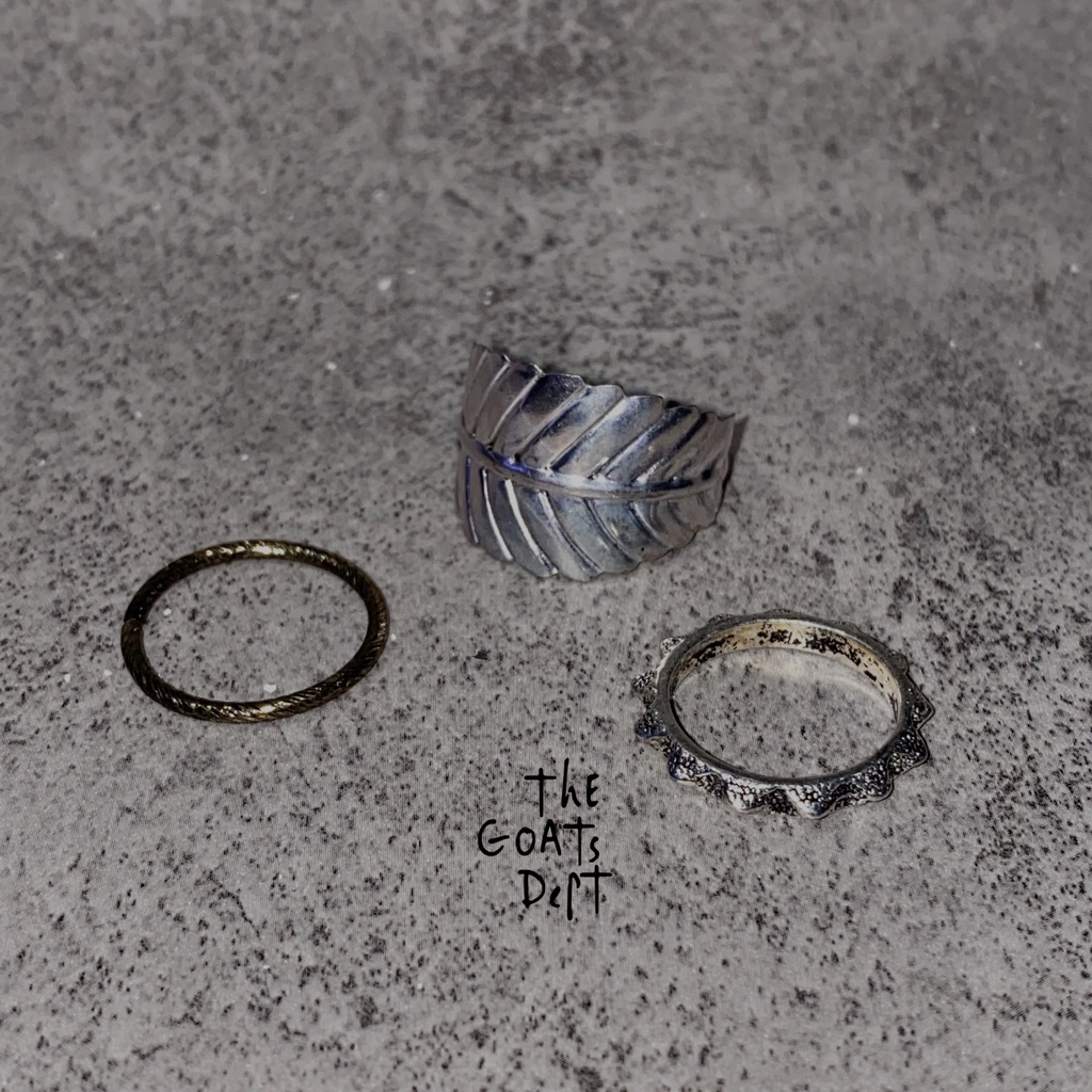 The Goats Dept - Leav Lang Ring Set / tgd641 cincin set model daun terbuka gaya korea silver perak g