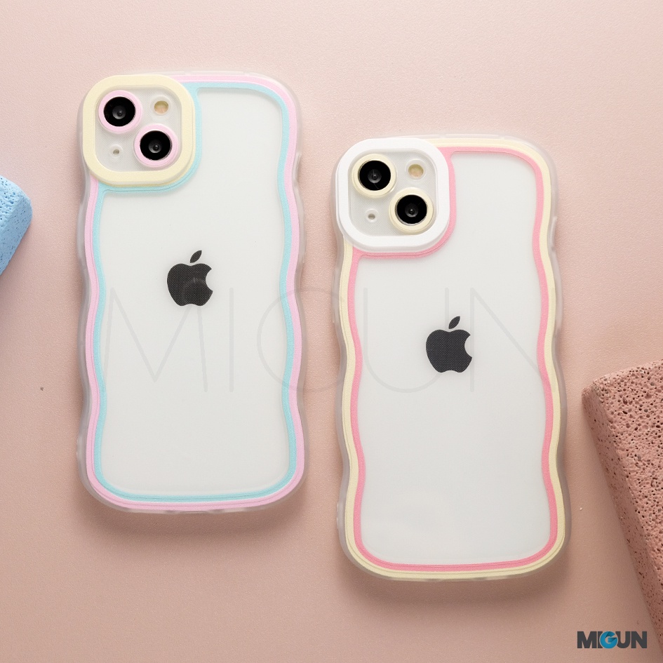 Curly Pastel Transparent Silicone Case iPhone 7 8 Plus X XS MAX XR 11 12 13 14 PRO MAX PLUS