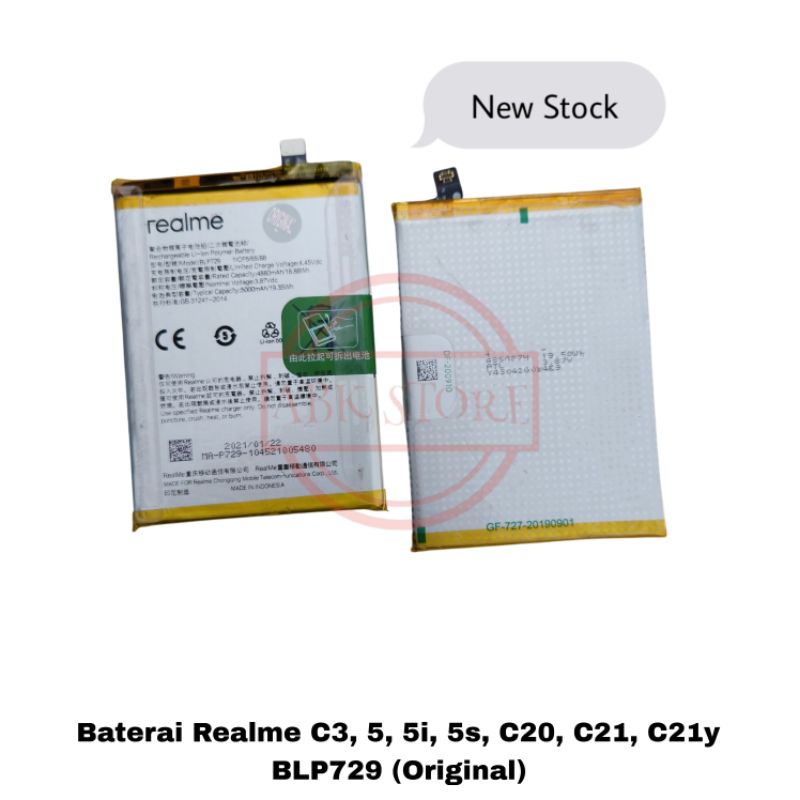 BATERAI BATTERY BLP729 REALME C3, 5, 5i, 5s, C20, C21, C21y Original