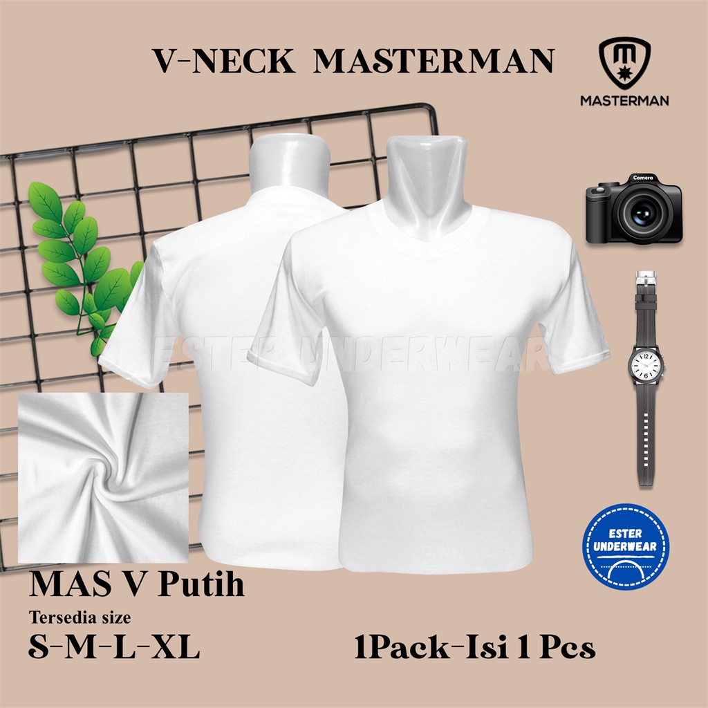 Kaos Dalam MASTERMAN V-NECK PUTIH ISI 1