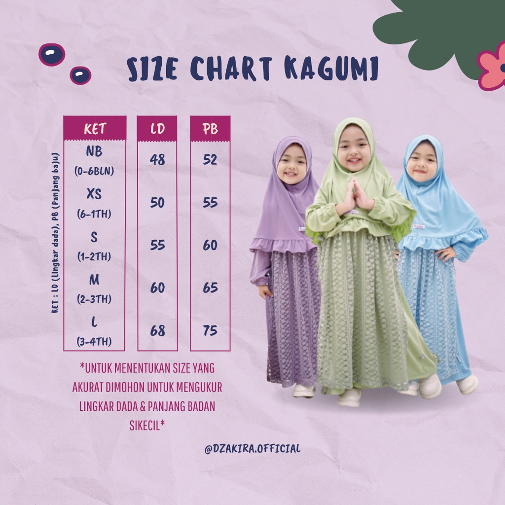 GAMIS BATITA 0-4THN  BRUKAT SET JILBAB KAGUMI BAHAN JERSEY PRIUM BY DZAKIRA