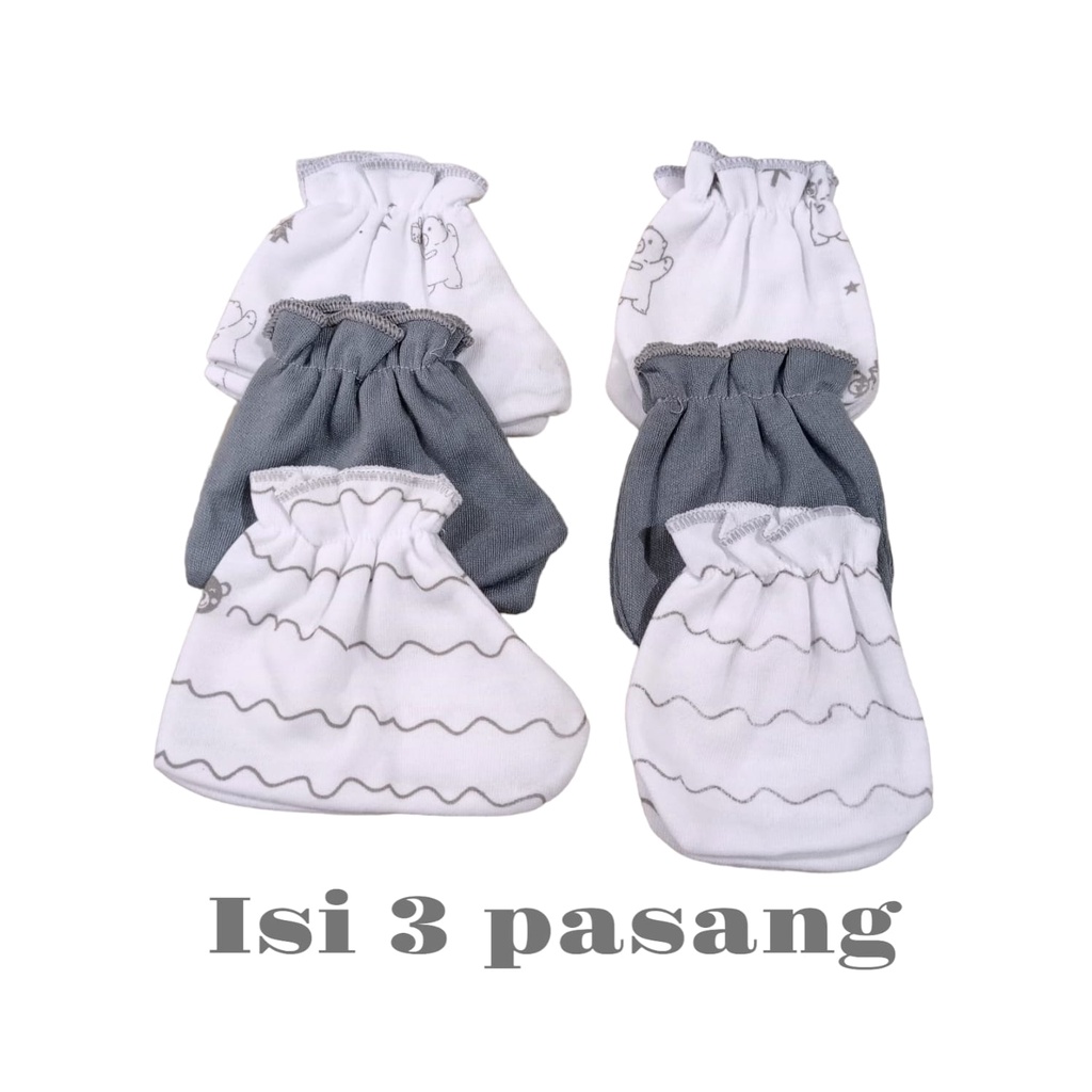 3 pcs/set Sarung Tangan dan Kaos Kaki Bayi Grey Series Abu
