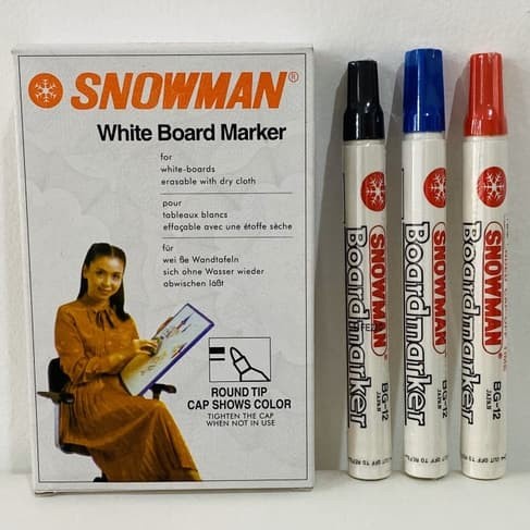 

SPIDOL SNOWMAN WHITE BOARD MARKER NO.BG-12 TINTA HITAM / 1 BOX 12 PCS