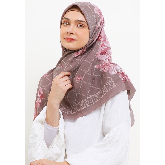 Hijab Scarf Abree Franc 100% Original Penutup Leher Voal Segi Empat Arissa Mocha Nyaman