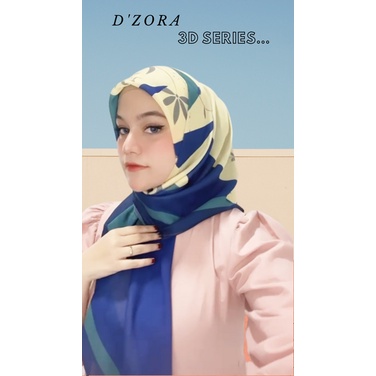d'ZORA HIJAB KERUDUNG ULTRA SHINNY GLOSSY MOTIF 3D PLATINUM
