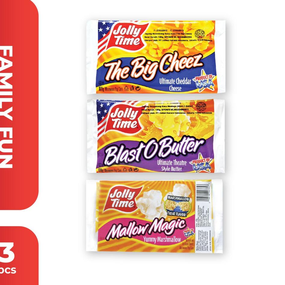 

NEW Jolly Time - Paket Family Fun (1BOB, 1TBC, 1MM) - Mircowave Popcorn