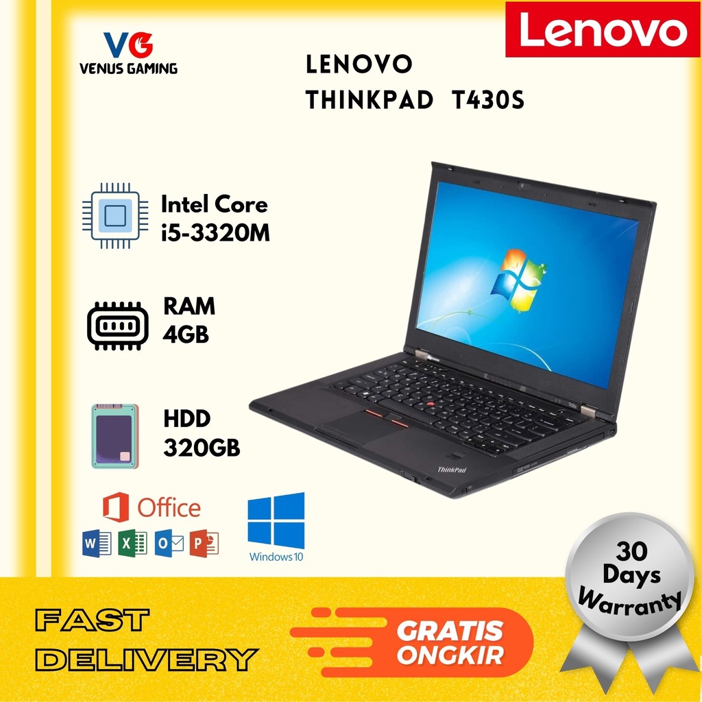 Sale! LenovoThinkpad T430s i5 Gen 3 / 4GB DDR3 / SSD 128 GB / Garansi / Mulus - 14 Inch