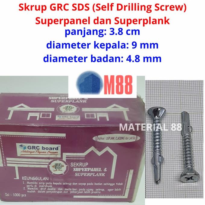 Skrup GRC ASLI SDS -100 pcs -Kalsiboard Superpanel, Superplank Sekrup
