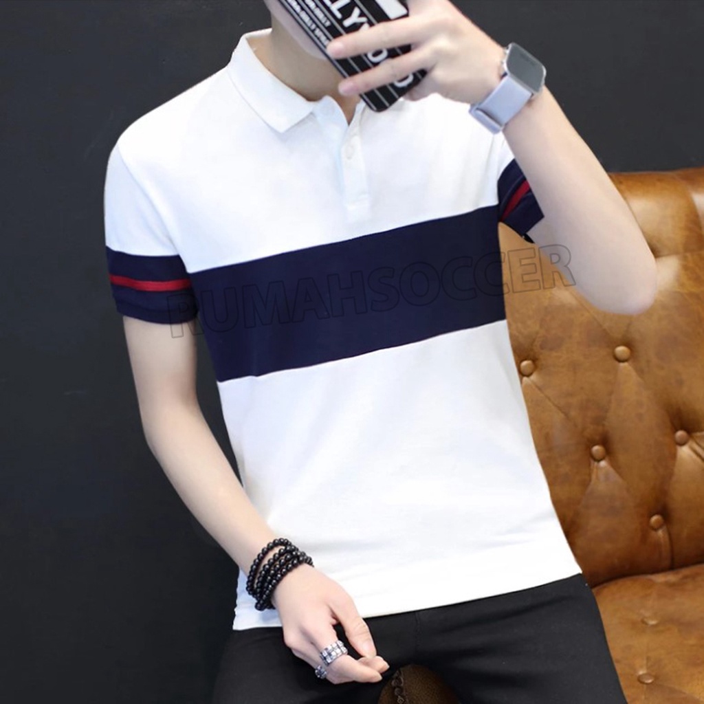 Kaos Pria Formal Lengan Pendek BLADE Kerah Polo Shirt Man Dewasa Bahan Katun Adem Asli Bandung