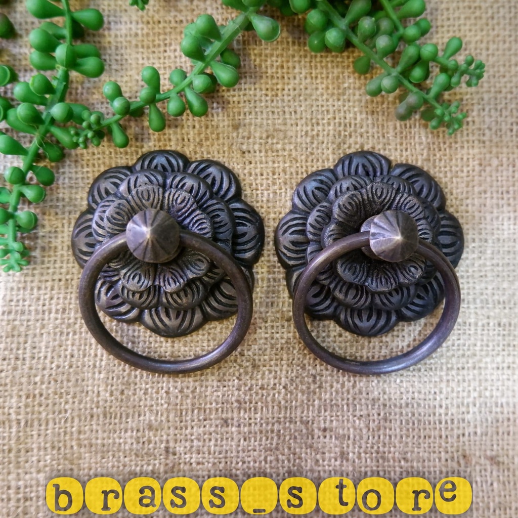 HANDLE KUNINGAN DIAMETER 7cm HANDLE PINTU GEBYOK HANDLE PINTU RUMAH ANTIK KLASIK TARIKAN PINTU JENDE