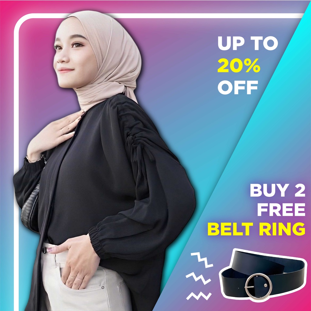 Blouse Wanita Crinkle Airflow Atasan Serut Pundak Kerah Shanghai B01