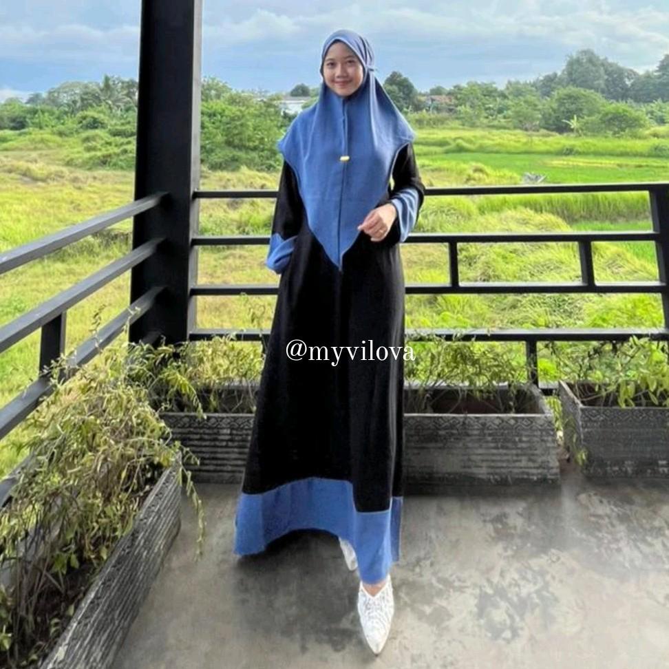 Abaya Marinka Set Khimar Syari Terbaru Abaya Dress Lebaran Bahan Crinkle Airflow Premium Fashion Muslim Wanita Gamis Abaya Kekinian Bisa COD