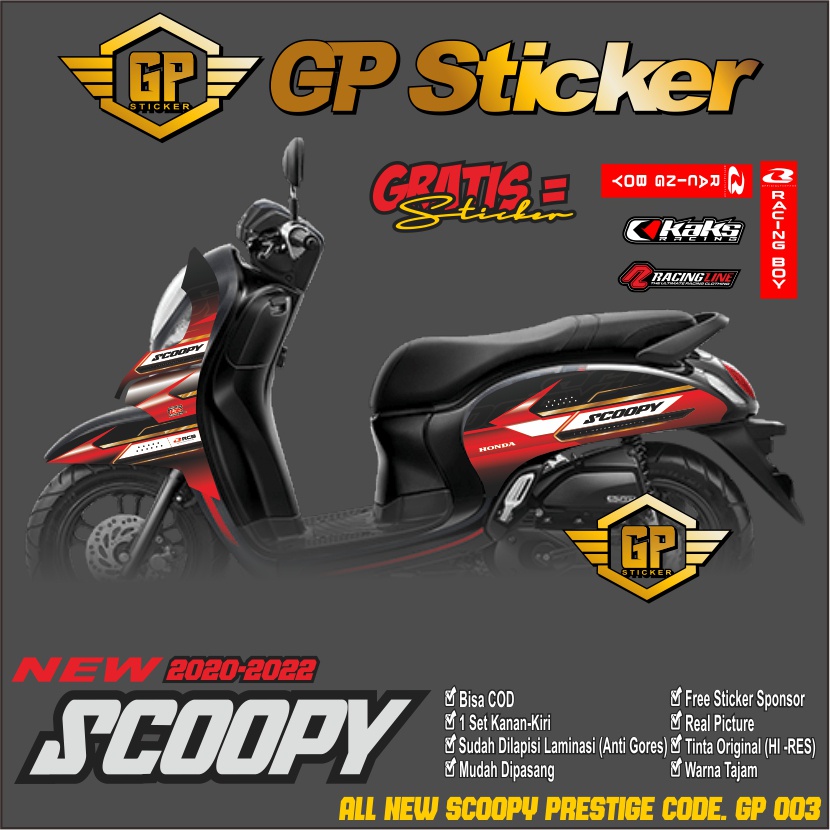 Striping Scoopy 2020 2021 2022 2023 2024 Stiker Motor Aksesoris List Stripping Scoopy Prestige GP003