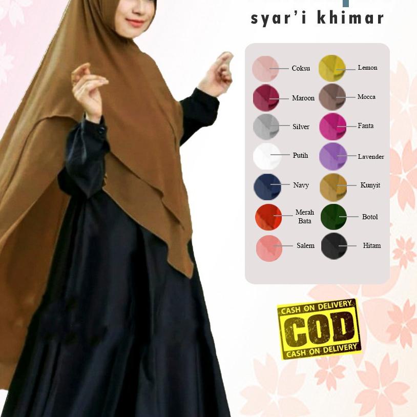 ➽ Jilbab Hijab Khimar Khadijah Syari Pad Busa ♦