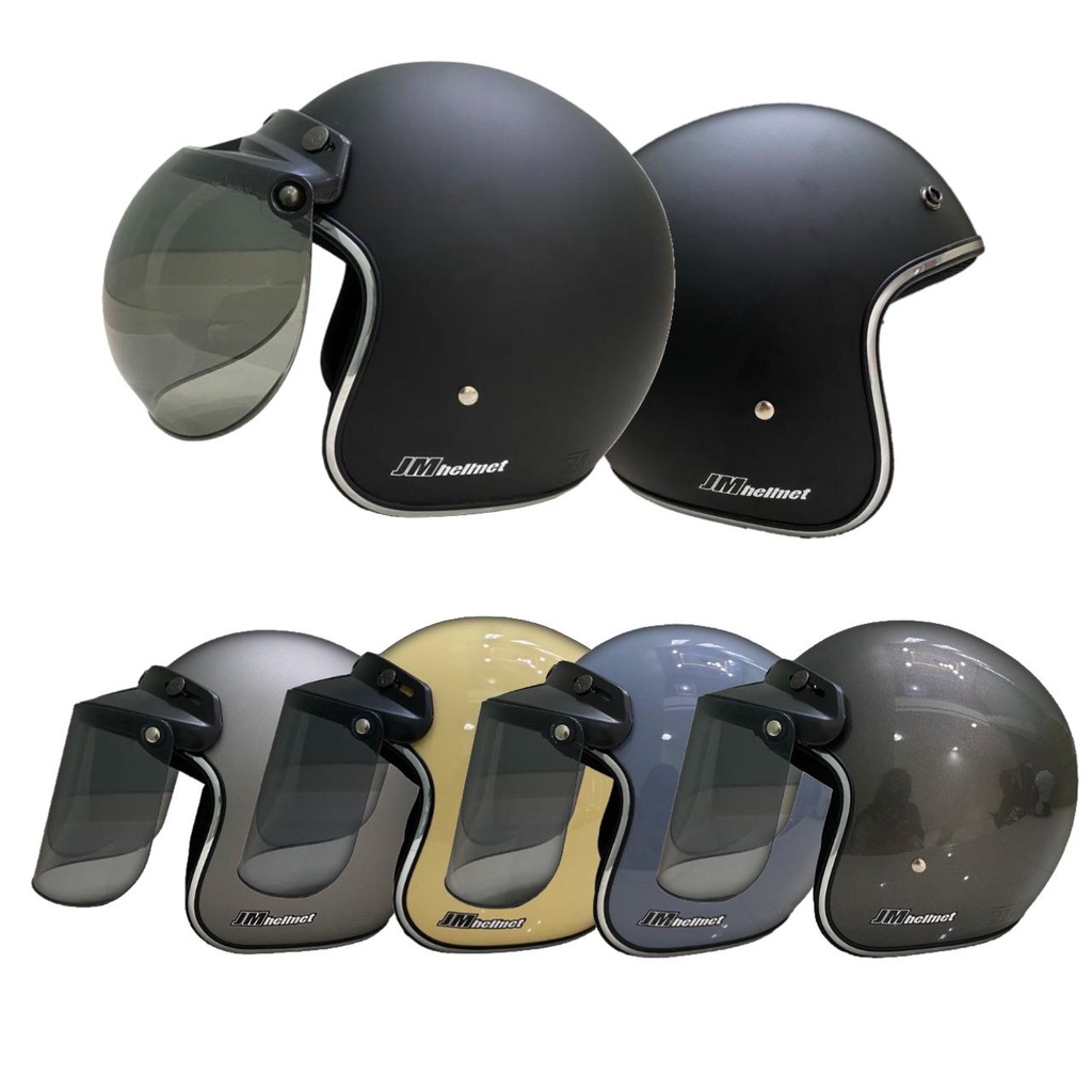 Helm Bogo Retro JM List Chrome Pria Wanita Dewasa