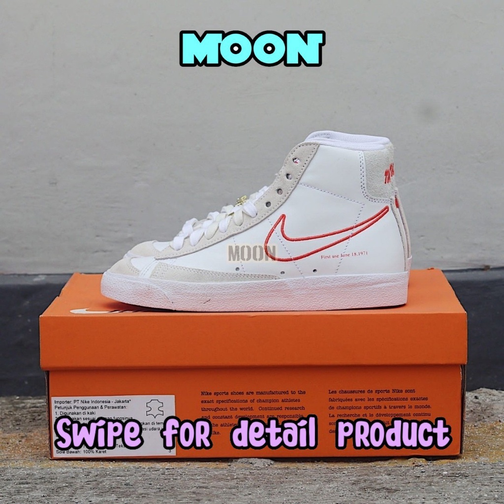 NIKE BLAZER MID '77 SE WMNS FIRST USE WHITE ORANGE SUMMIT SAIL SNEAKERS ORIGINAL RESMI