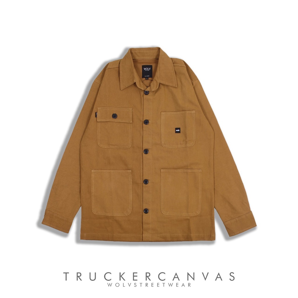 [SIAP KIRIM] Jaket Trucker Canvas Semi Parka Pria Original Wolv Distro Bandung / Field jacket