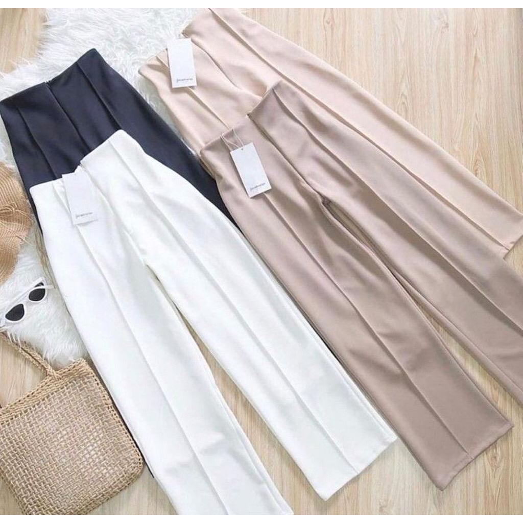 Celana Kulot Scuba Highwaist Premium Tebal Kekinian / Clana Culotte Basic Korea Pinggang Karet