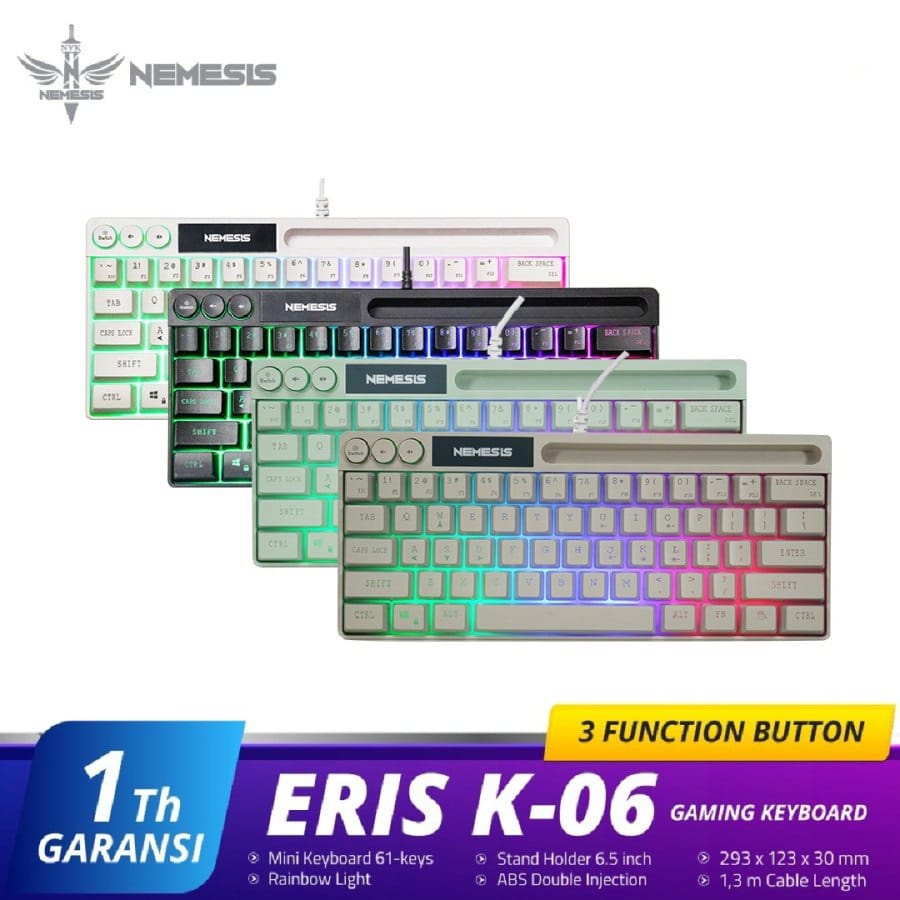 ITSTORE Keyboard Gaming NYK K06 TKL Rainbow - NYK K-06 ERIS NYK K 06 Garansi resmi 1 tahun LED