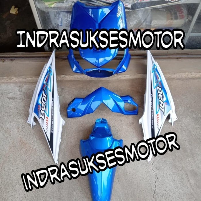 cover body full body halus motor honda beat karbu warna biru putih