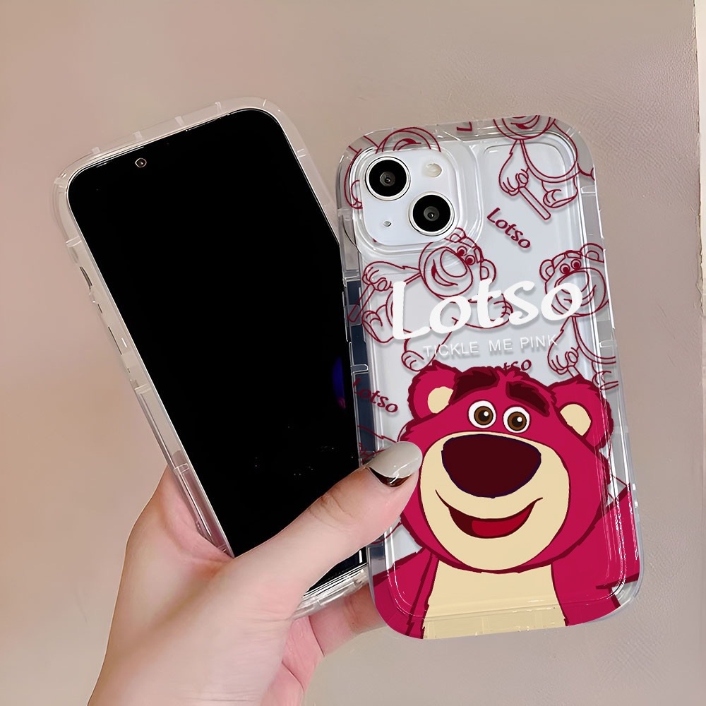 Case Redmi Note10 8 9 11 10s 11s Note10s Redmi 12C 9 10C 10 A1 10A 9A 9T 9C NFC POCO F4 Kartun Lucu Strawberry Bear Manyoairbag Shockproof Soft Tpu Penutup Belakang