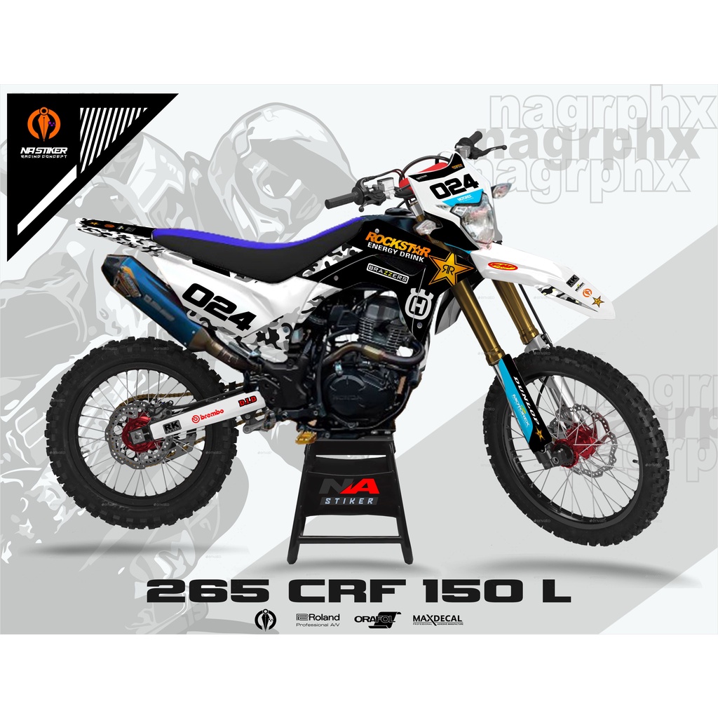 DECAL CRF 150l full body PUTIH HITAM simple rockstar crf-265