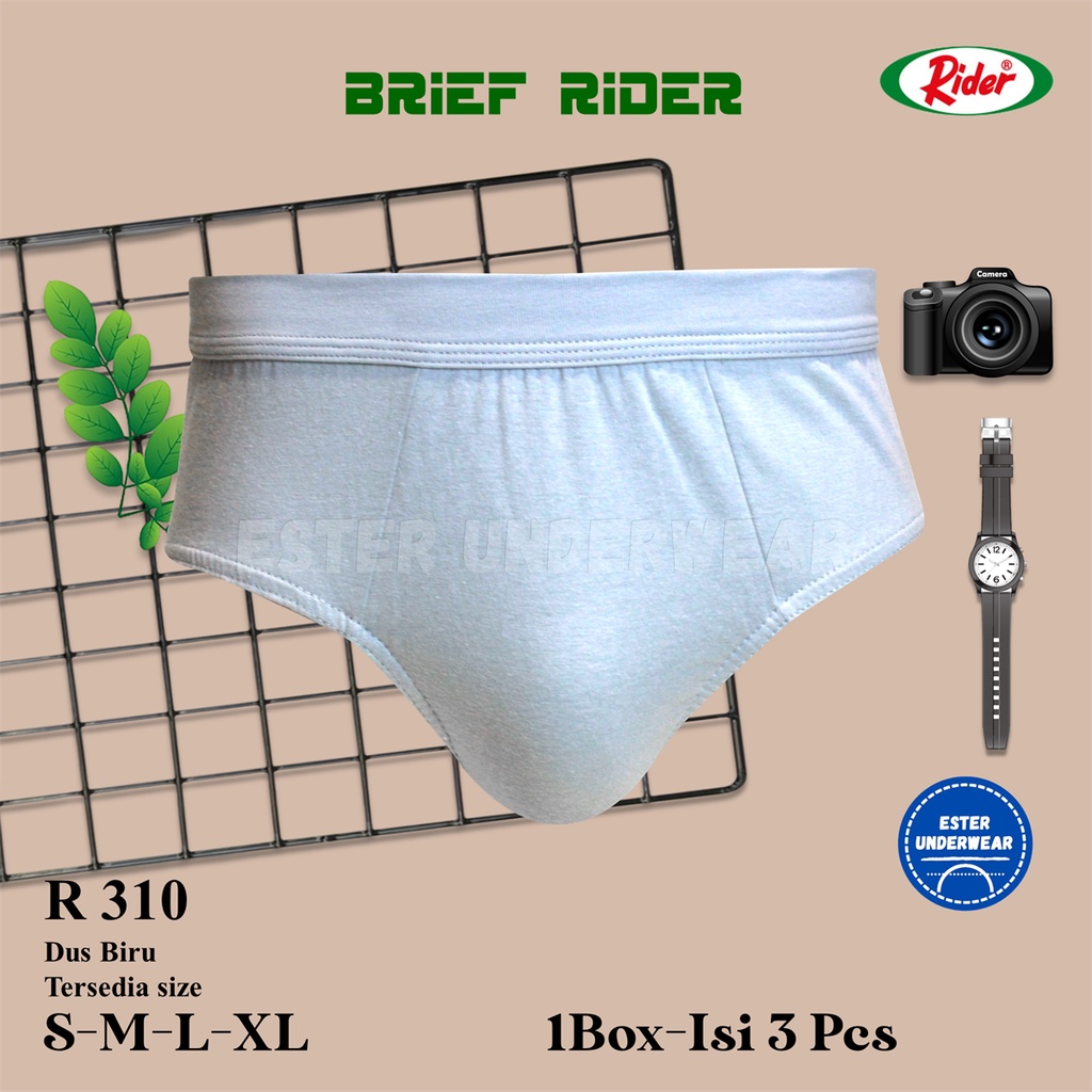 Celana Dalam Rider MENS SPANDEX R 310 B Dus Biru 100% Katun isi 3Pcs