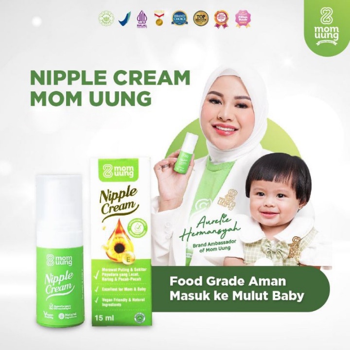 MOM UUNG NIPPLE CREAM NATURAL INGREDIENTS/ KRIM PUTING LECET FOOD GRADE - AMAN MASUK MULUT BAYI