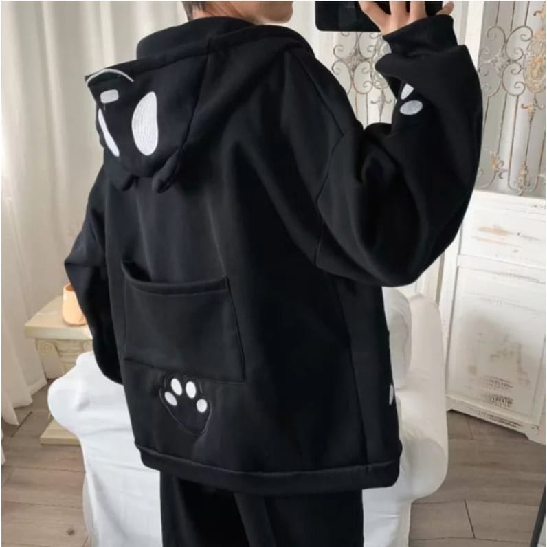 BACK PANDA POCKET JAKET OVERSIZE - JAKET KARAKTER PANDA LUCU KEKINIAN