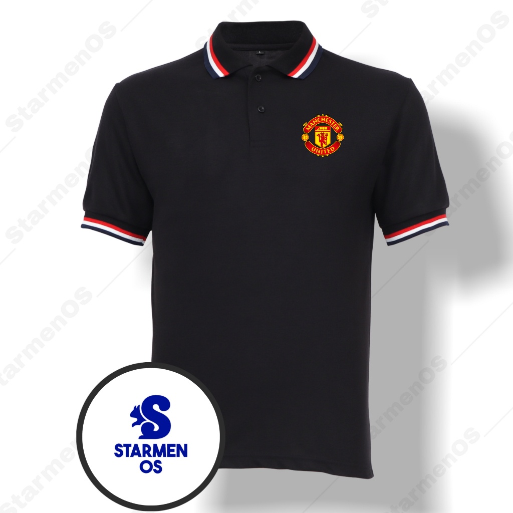 Kaos Wangki Polo T-Shirt Pria Kerah 3 List Logo MANCHESTER UNITED