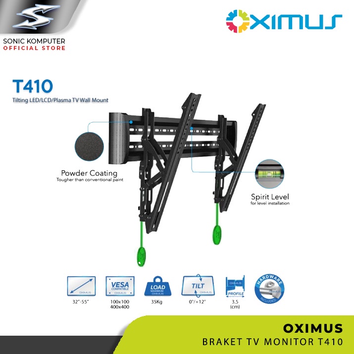 BRACKET TV LED LCD MONITOR 32&quot;-55&quot; OXIMUS T410 WALL MOUNT TILT - T410