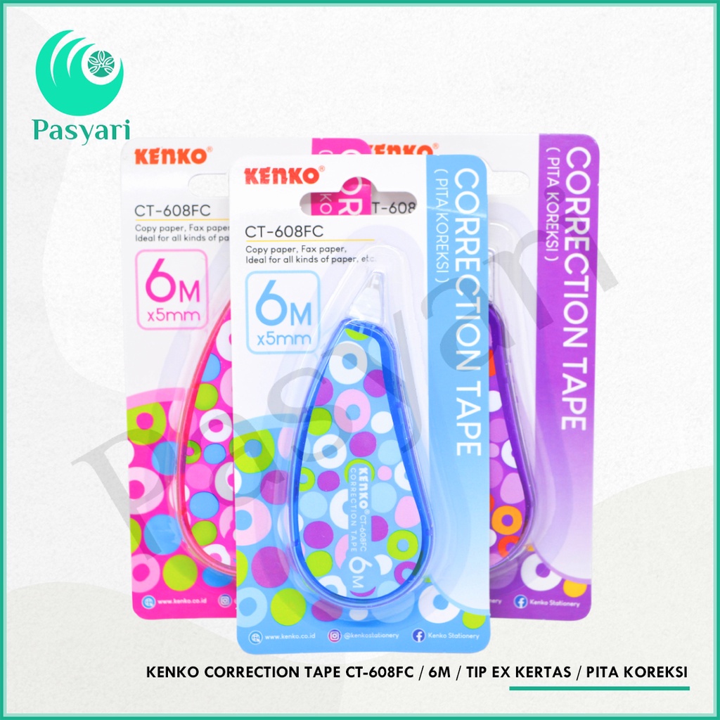 

KENKO Correction TAPE CT-608FC / 6M / Tip ex kertas / Pita Koreksi