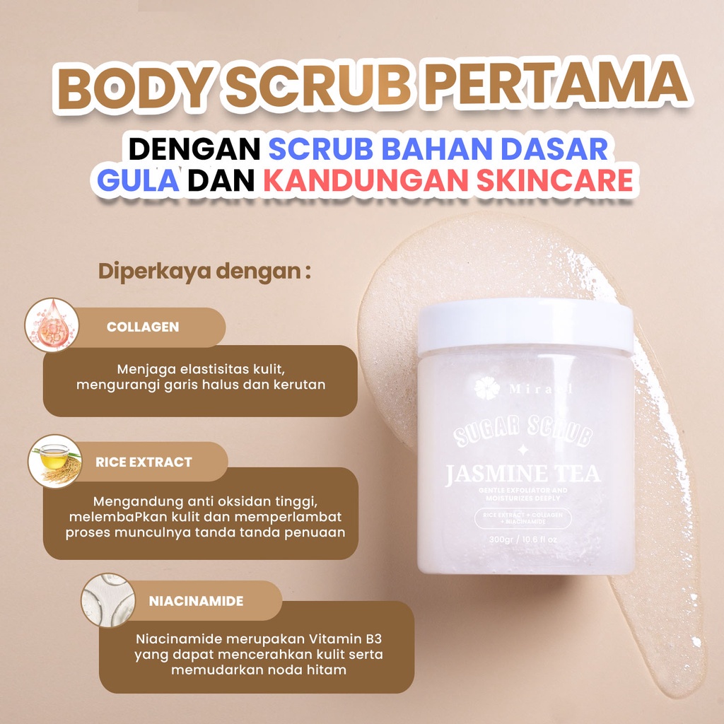 ★ BB ★ Mirael Sugar Scrub 250ml + 50ml | Deep&amp;Gentle Moist - Rosetea - Jasmine Tea 300gr