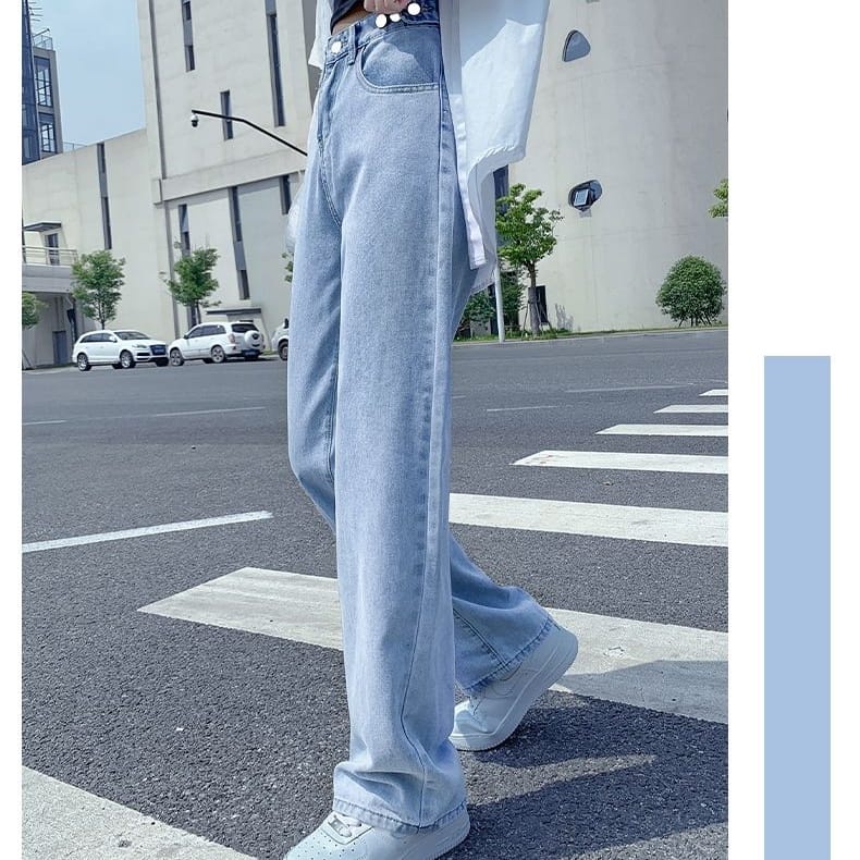 alvan.id Celana Highwaist Korea Jeans - Highwaist Loose - Celana Jeans Boyfriend Loose Model Model Terbaru