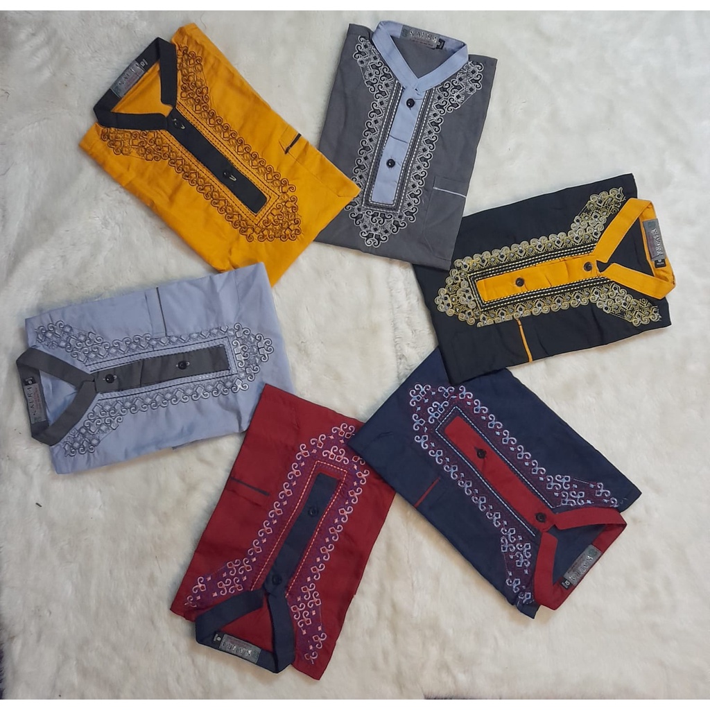 Baju Koko Anak setelan Laki laki Koko Kurta kombinasi garis gold by BTS