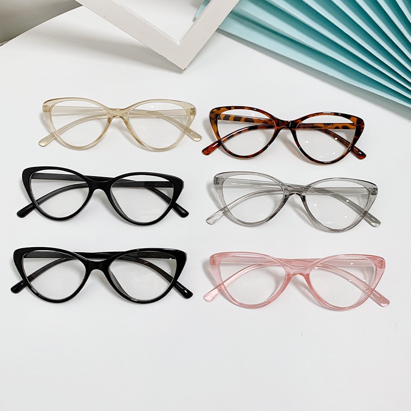 Kacamata Wanita Korea Cat Eye Retro Flat Eyeglasses Fashion Korean Style Kacamat Hitam Model Mata Kucing KM 01